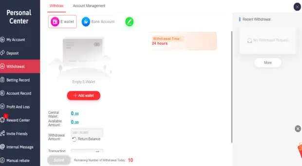 PKRSlots Withdraw process